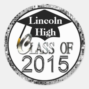 Class Of 2015 Sparkling Silver Graduation Seals
