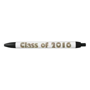Class of 2016 Chic Gold Glitter Hearts Typography Black Ink Pen