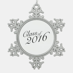 Class of 2016 Elegant Vintage Style Graduation Snowflake Pewter Christmas Ornament