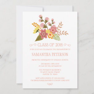 Class of 2016 floral bouquet graduation party invitation