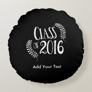 Class of 2016 Gothic Black and White Round Pillow