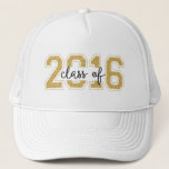 Class Of 2016 Modern Glitter text Design Trucker Hat<br><div class="desc">Modern gold glitter text design. Class of 2016. Black accents.</div>