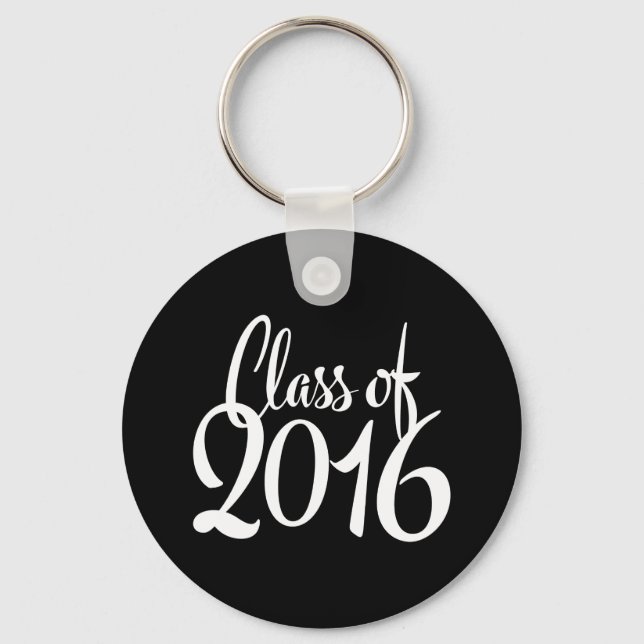 Class of 2016 Retro Typography Graduation Keychain (Front)
