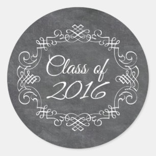 Class of 2016 vintage swirl chalkboard graduation classic round sticker
