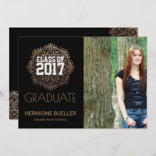 Class of 2017 Boho Mandala   Photo Graduation Invitation