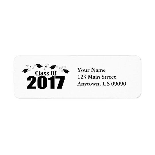 Class Of 2017 Caps And Diplomas (Black) Return Address Label