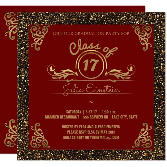 Class of 2017 Graduation Party | Chic Gold Glitter Card