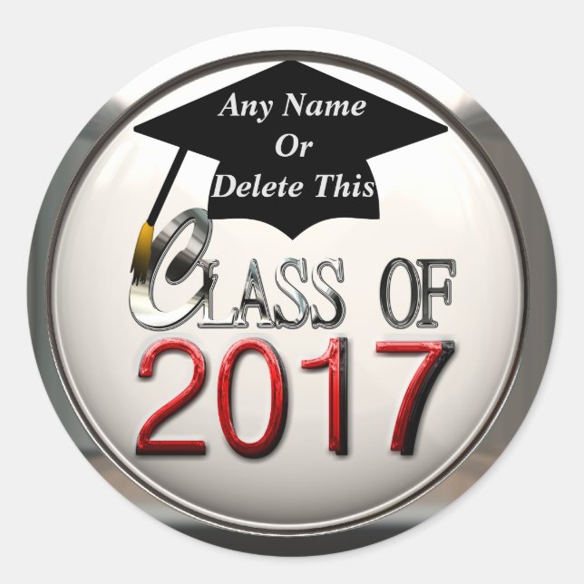 Class Of 2017 Red & Silver Graduation Stickers (Front)