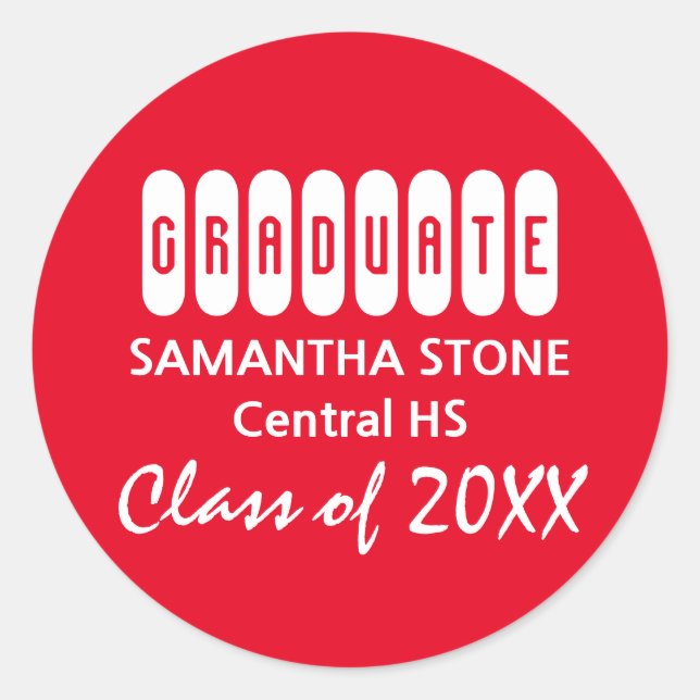 Class of 2017 Red & White Graduation Envelope Seal (Front)