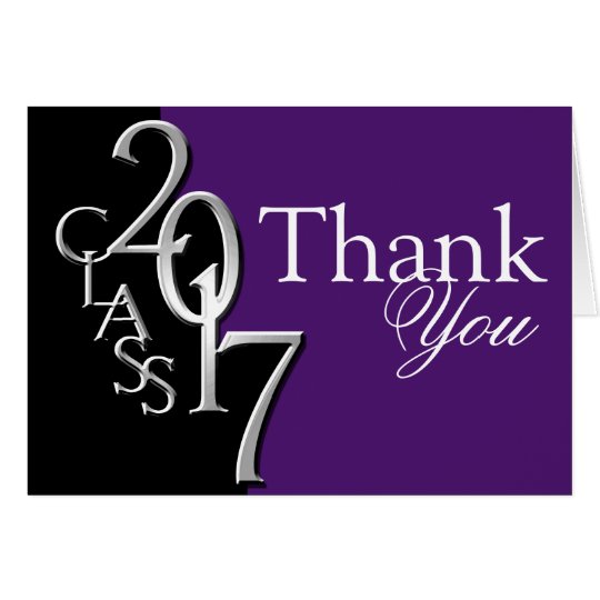 Class of 2017 Thank You Black and Purple Card