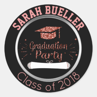 Class of 2018 Blush Pink Glitter Graduation Party Classic Round Sticker