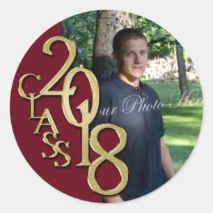 Class of 2018 Burgundy and Gold Graduation Classic Round Sticker