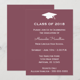 Class Of 2018 Cap Graduation Invite (Maroon)