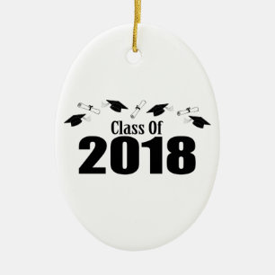 Class Of 2018 Caps And Diplomas (Black) Ceramic Ornament