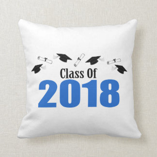 Class Of 2018 Caps And Diplomas (Blue) Throw Pillow