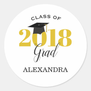 Class of 2018   Gold and Black Classic Round Sticker