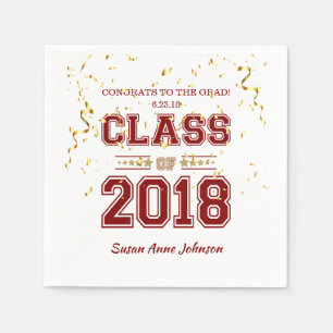 Class of 2018 Grad Party  Maroon and Gold Napkin