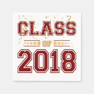 Class of 2018 Grad Party  Maroon and Yellow Napkin