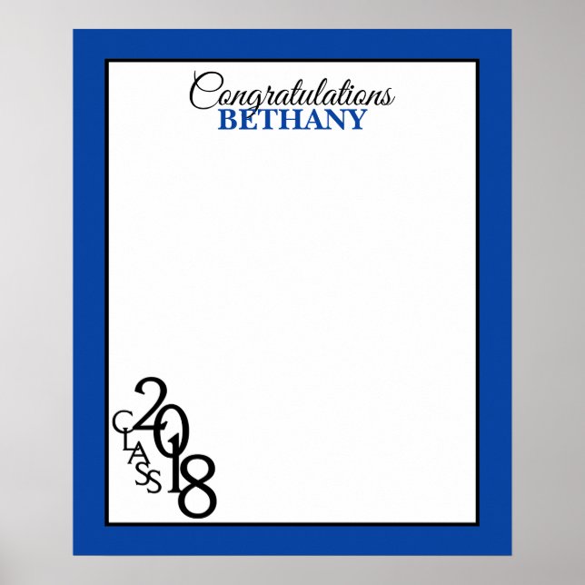 Class of 2018 Graduation Autograph Keepsake Blue Poster (Front)