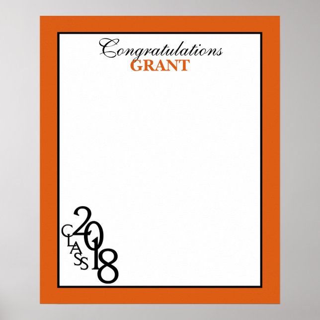 Class of 2018 Graduation Autograph Keepsake Orange Poster (Front)