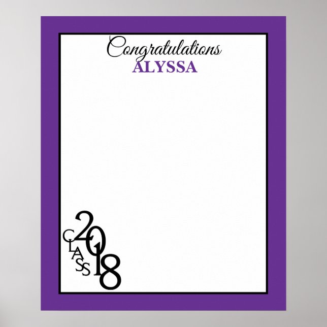 Class of 2018 Graduation Autograph Keepsake Purple Poster (Front)