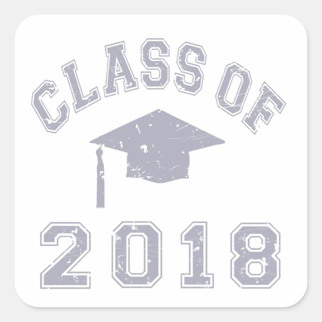 Class Of 2018 Graduation -  Grey Square Sticker (Front)