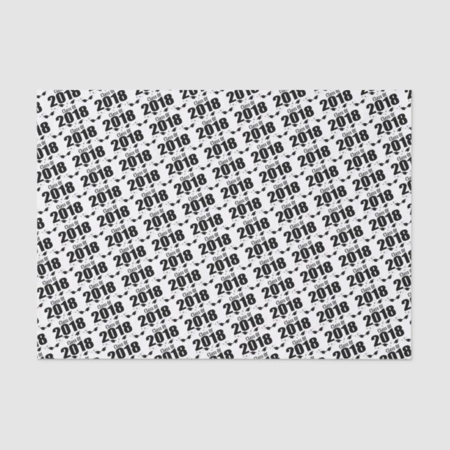 Class Of 2018 Graduation Tissue Paper (Black Caps) (Front)