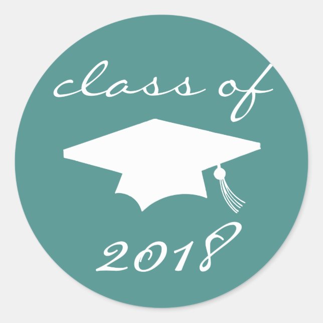 Class Of 2018 Label (Teal Graduation Cap) (Front)