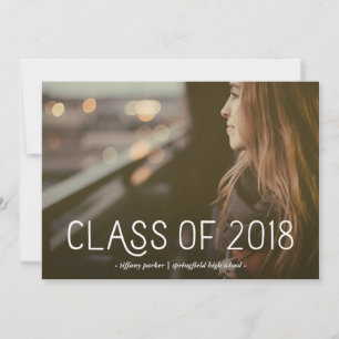 Class of 2018 Modern Typography Photo Grad Party Invitation