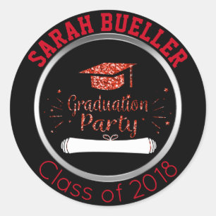 Class of 2018 Red Glitter Graduation Party Seals