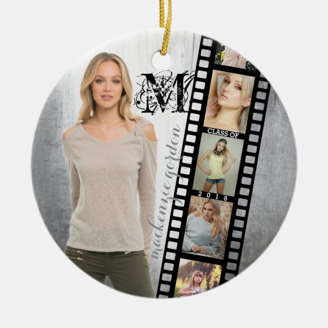 Class of 2018 Senior Portrait Graduate Photo Frame Ceramic Ornament (Front)