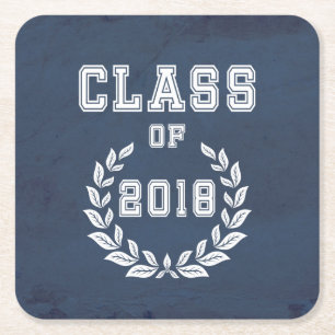 Class of 2018 square paper coaster