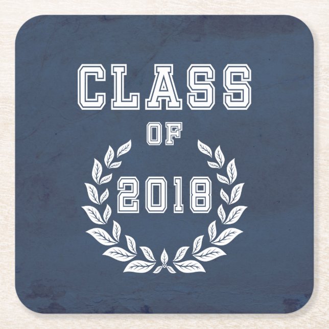 Class of 2018 square paper coaster (Front)