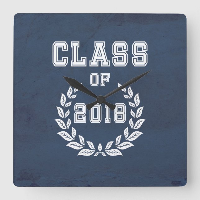 Class of 2018 square wall clock (Front)