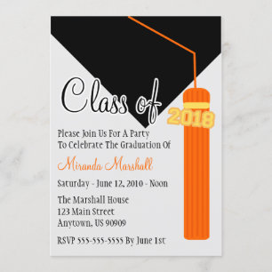Class Of 2018 Tassel Graduation Invite (Orange)