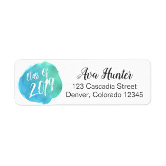Class of 2019 Blue Watercolor Dot Address Labels