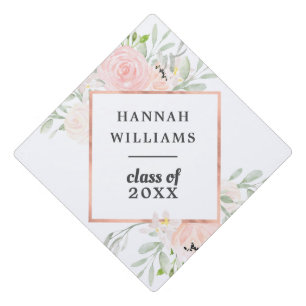 Class of 2019 Blush Pink Rose Floral Graduation Cap Topper