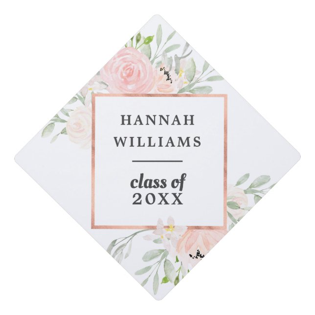 Class of 2019 Blush Pink Rose Floral Graduation Cap Topper (Front)