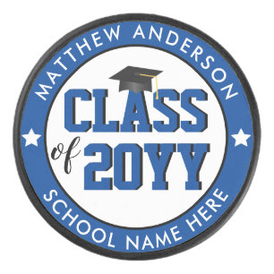 Class of 2019 Elegant Blue Graduate Graduation Hockey Puck