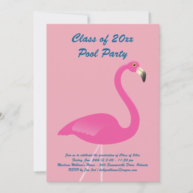 Class of 2019 Flamingo Invitation in Pink (Front)