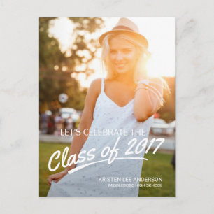 Class of 2019 Graduation Party Brush Script Photo Invitation Postcard
