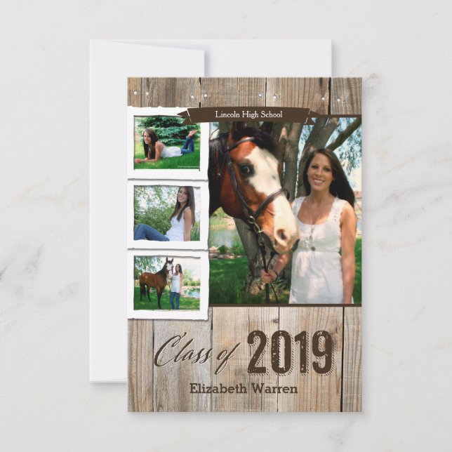 Class of 2019 Graduation Rustic Photo Invitation (Front)