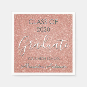 Class of 2019 Rose Gold - Blush Pink Glitter Napkin