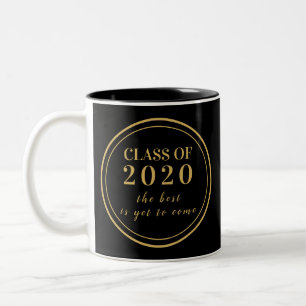 Class of 2020 Black Gold Monogram Graduation Two-Tone Coffee Mug