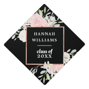 Class of 2020 Blush Pink Rose Floral Graduation Cap Topper
