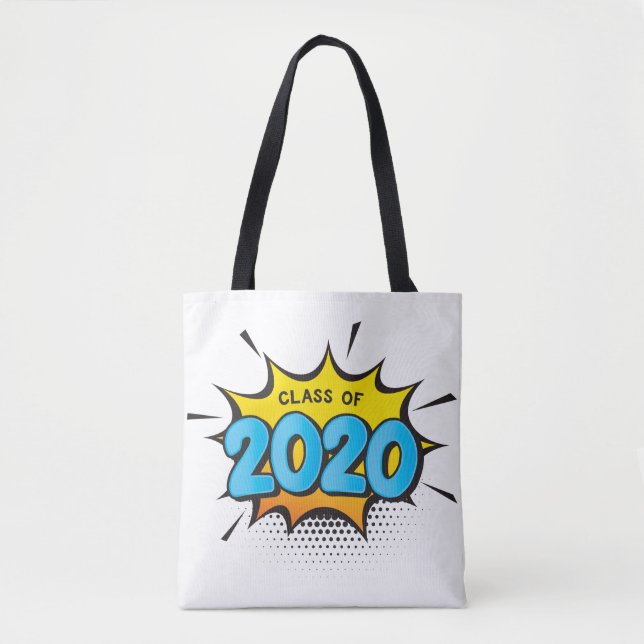 CLASS OF 2020 comic book style typography grad kid Tote Bag (Front)