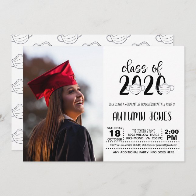 Class of 2020 Facemask with Photo Invitation (Front/Back)