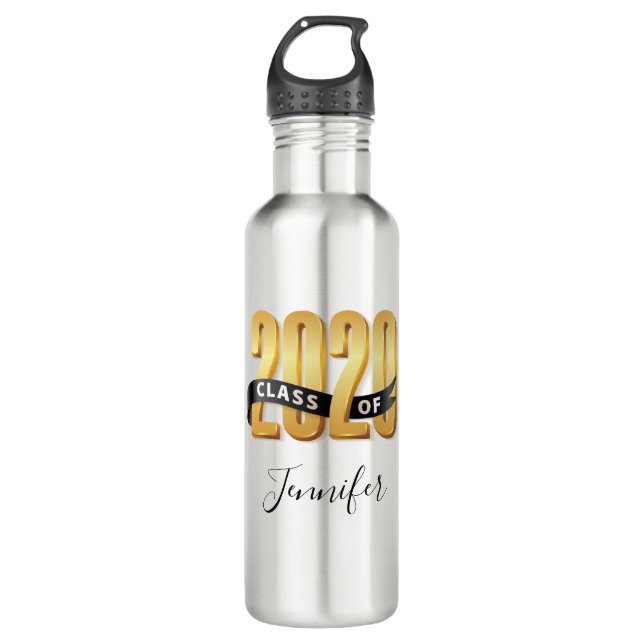 Class of 2020 Gold Black Ribbon 710 Ml Water Bottle (Front)