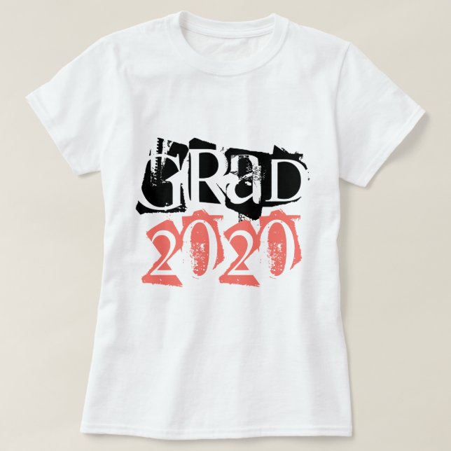 Class of 2020 grad coral typography graduation T-Shirt (Design Front)