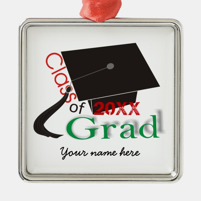 Class of 2020 Grad Graduation cap custom ornaments (Front)